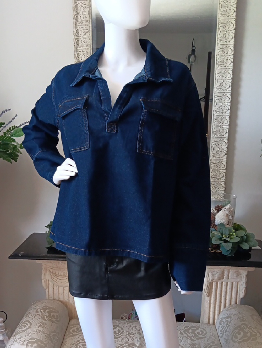Dark Indigo Denim Pullover Shirt